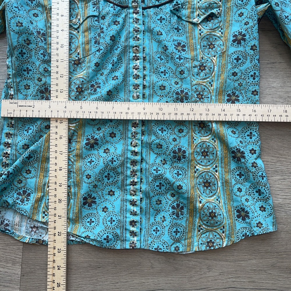 Panhandle Slim Girls M Rockabilly Pearl Snap Western Cowgirl Medallion Print - Picture 3 of 6